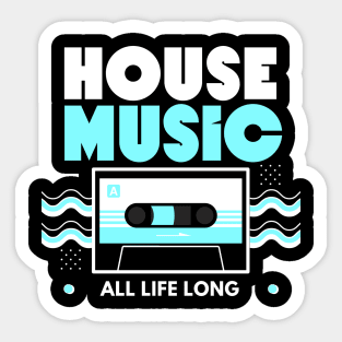 HOUSE MUSIC  - Cassette (Blue) Sticker